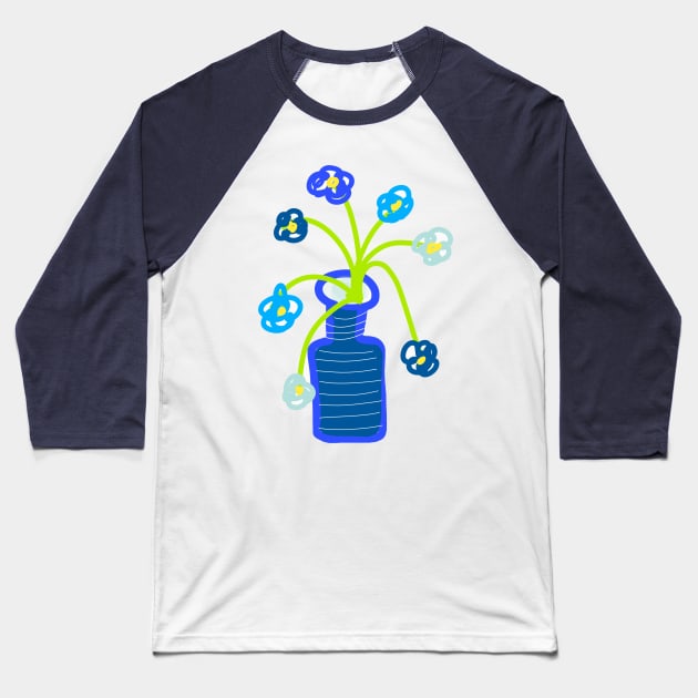 BLUE FLOWERS IN BLUE VASE Baseball T-Shirt by aroba